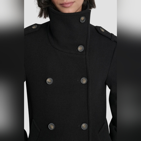 DKNY Double Breasted Wool Blended Military Coat Woman's Size M. - Picture 3 of 10